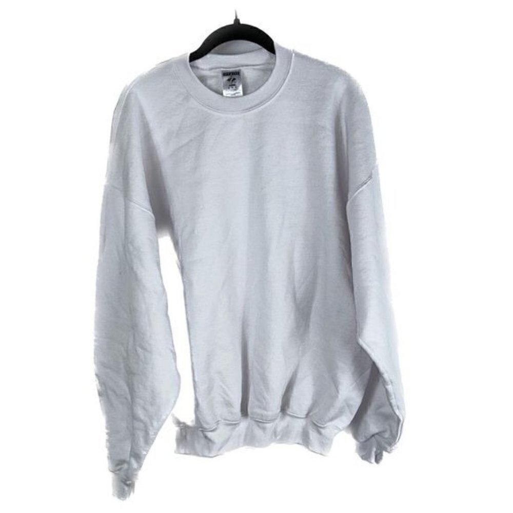 90s Sweatshirt Crewneck Fleece Pullover Long Sleeve Solid Top Vintage White